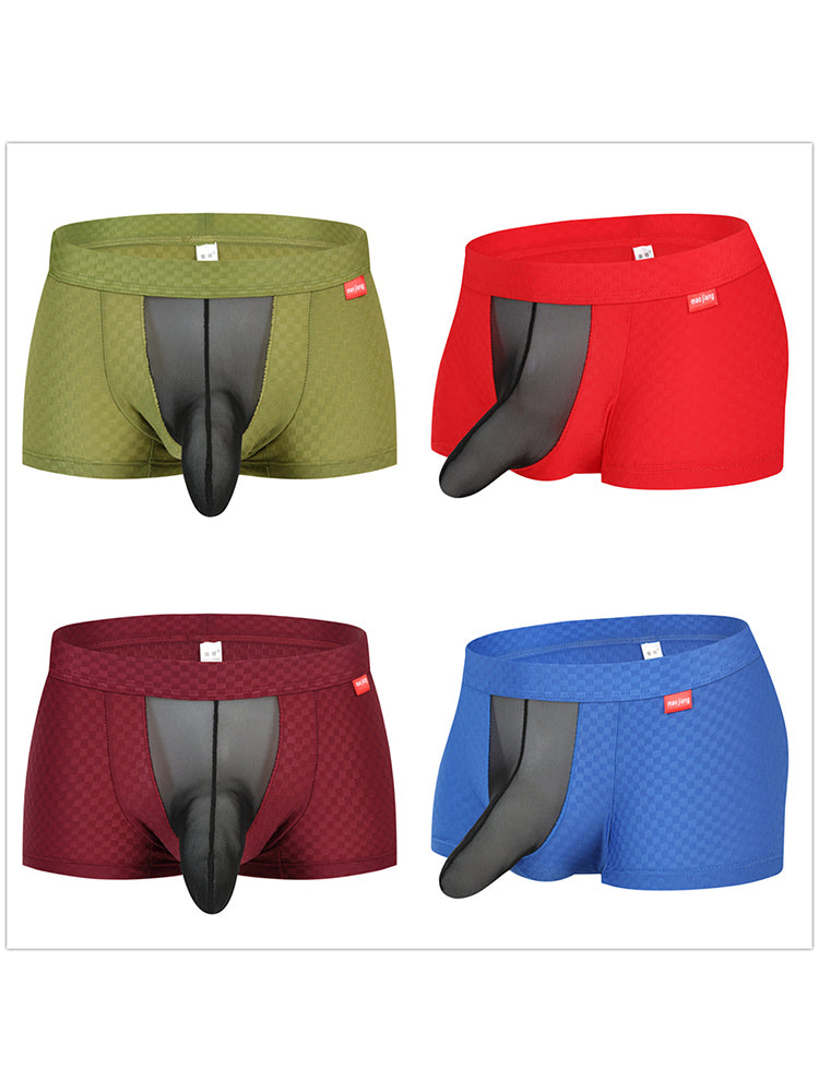 Men's Low-Rise Mesh Trunks – Breathable Nylon with 3D Pouch Support | dmunderwear detail image 15