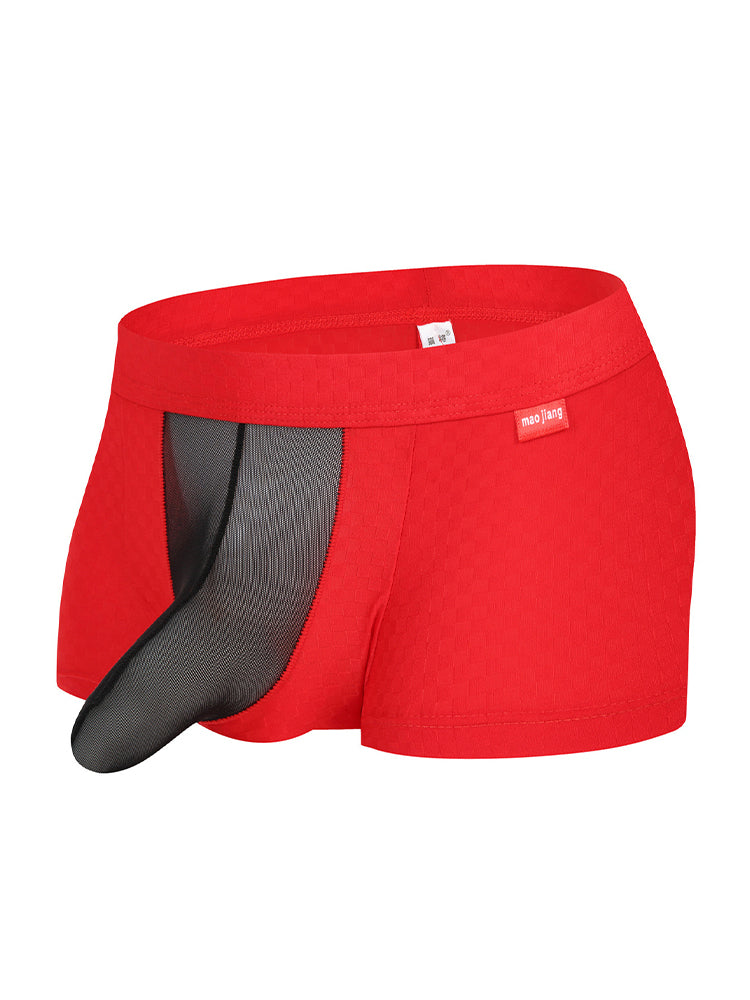 Men's Low-Rise Mesh Trunks – Breathable Nylon with 3D Pouch Support | dmunderwear detail image 16