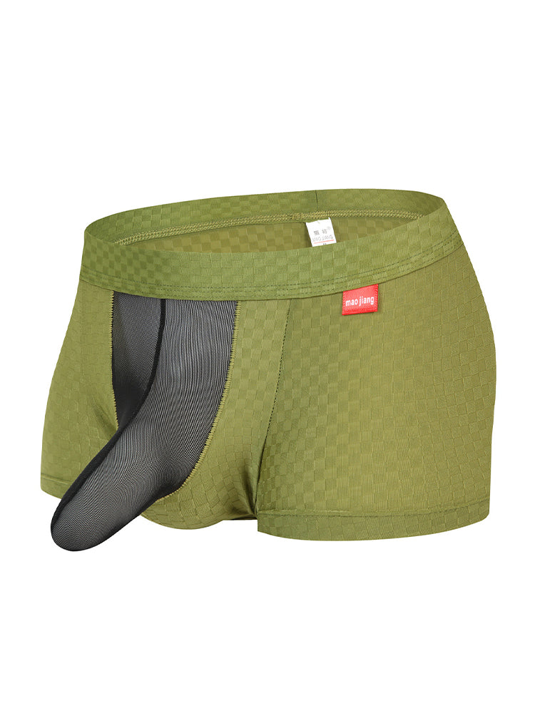 Men's Low-Rise Mesh Trunks – Breathable Nylon with 3D Pouch Support | dmunderwear detail image 19
