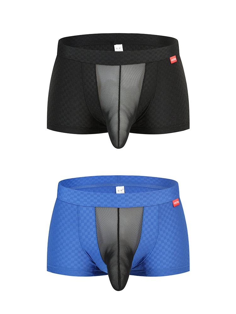 Men's Low-Rise Mesh Trunks – Breathable Nylon with 3D Pouch Support | dmunderwear detail image 2