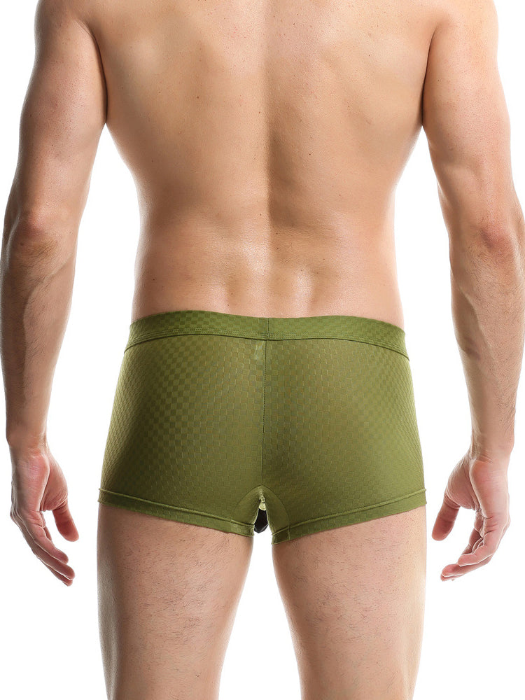 Men's Low-Rise Mesh Trunks – Breathable Nylon with 3D Pouch Support | dmunderwear detail image 4