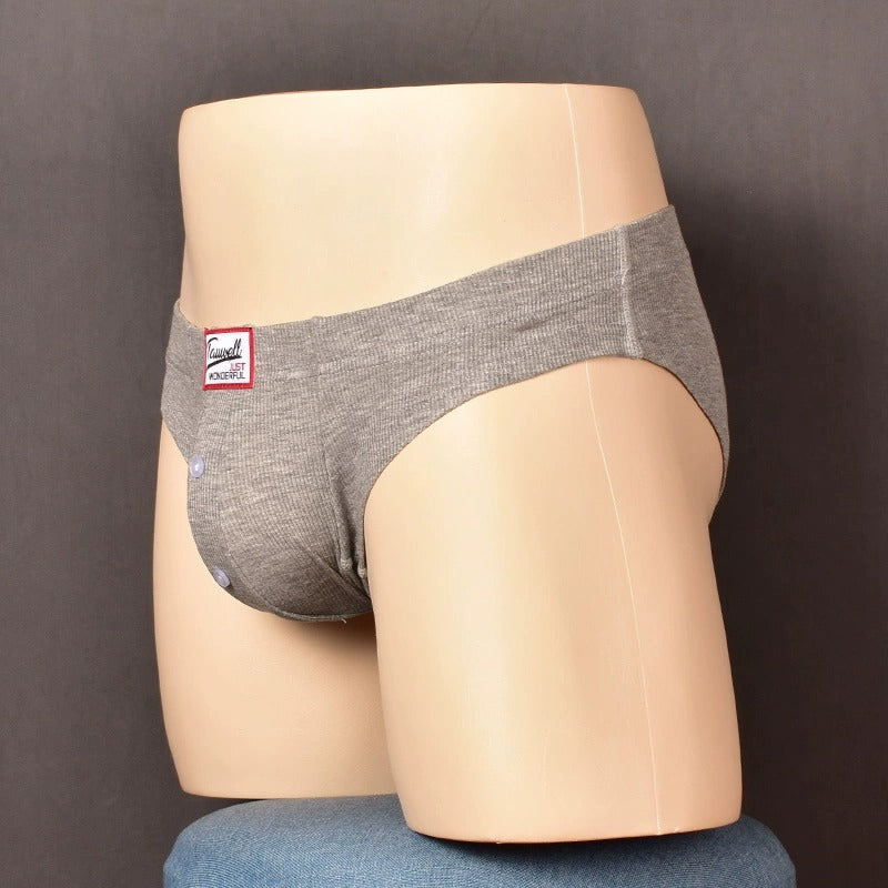 2 Pack Men's Ribbed Briefs with Decorative Button and Contour U-Pouch | dmunderwear detail image 10