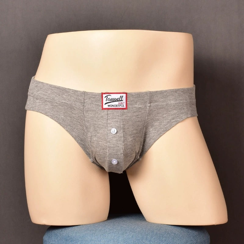 2 Pack Men's Ribbed Briefs with Decorative Button and Contour U-Pouch | dmunderwear detail image 13