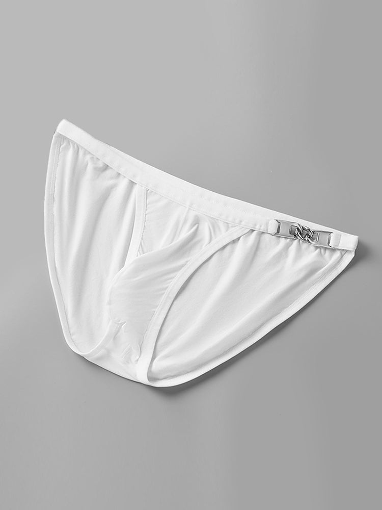 2 Pack Men's U-Shaped Pouch Low-Rise Metal-Clasp Thin Briefs | dmunderwear detail image 11