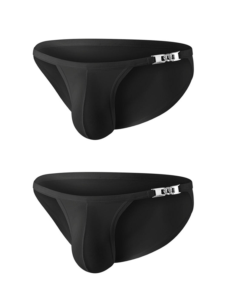 2 Pack Men's U-Shaped Pouch Low-Rise Metal-Clasp Thin Briefs | dmunderwear detail image 12