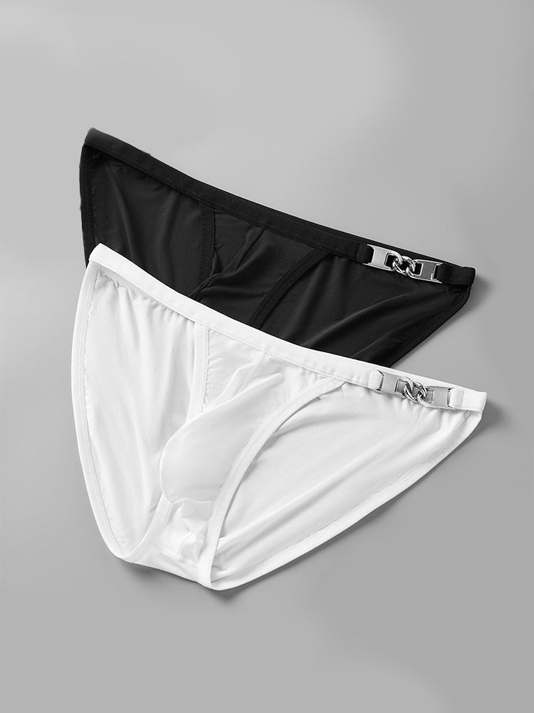 2 Pack Men's U-Shaped Pouch Low-Rise Metal-Clasp Thin Briefs | dmunderwear detail image 15