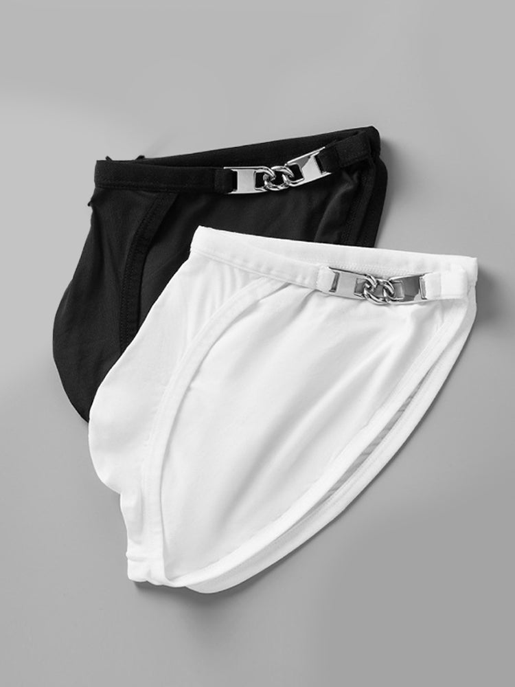 2 Pack Men's U-Shaped Pouch Low-Rise Metal-Clasp Thin Briefs | dmunderwear detail image 16