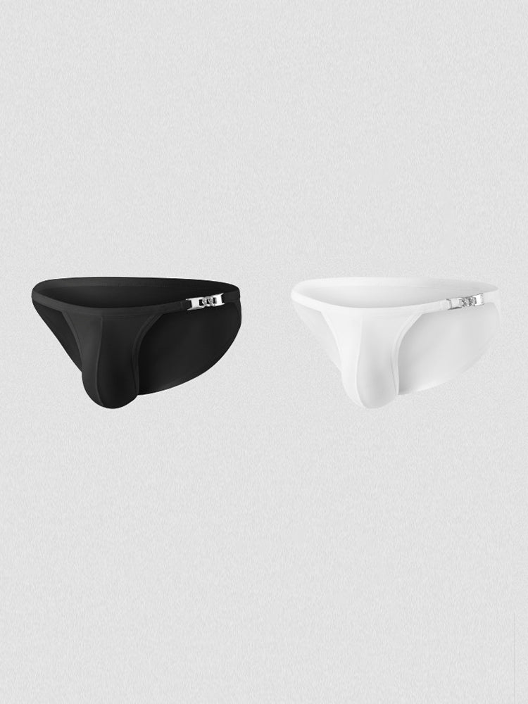 2 Pack Men's U-Shaped Pouch Low-Rise Metal-Clasp Thin Briefs | dmunderwear detail image 18
