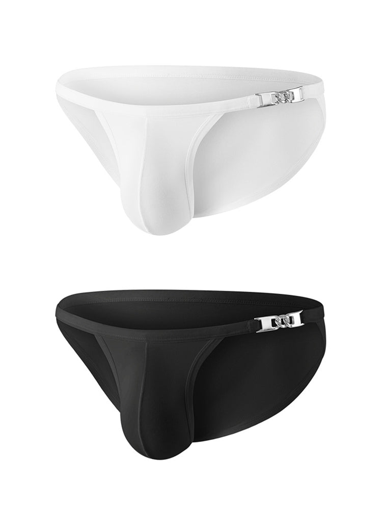 2 Pack Men's U-Shaped Pouch Low-Rise Metal-Clasp Thin Briefs | dmunderwear detail image 2
