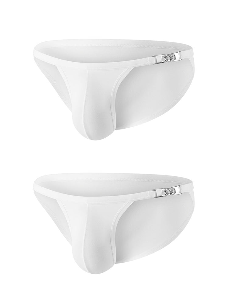 2 Pack Men's U-Shaped Pouch Low-Rise Metal-Clasp Thin Briefs | dmunderwear detail image 7