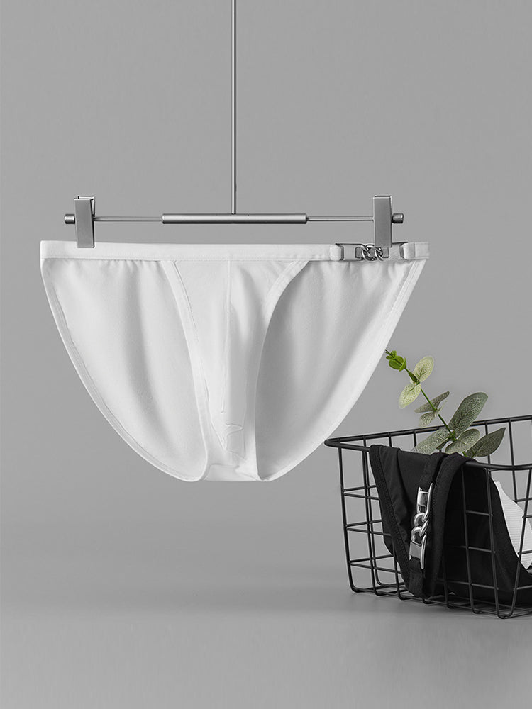 2 Pack Men's U-Shaped Pouch Low-Rise Metal-Clasp Thin Briefs | dmunderwear detail image 9