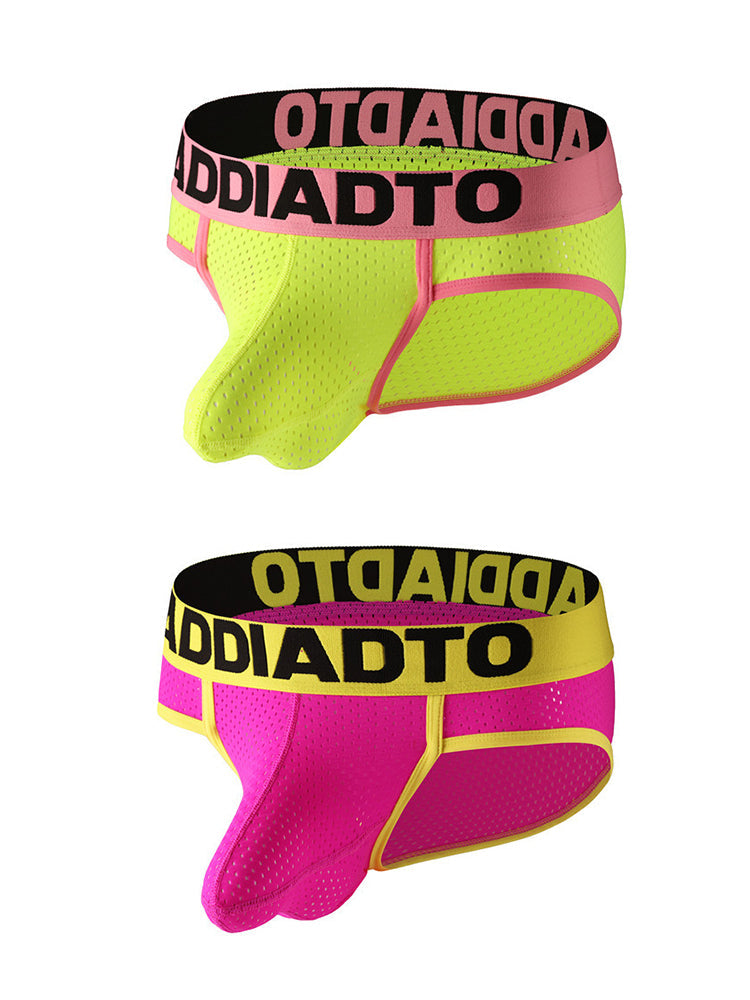 2 Pack Men's U-Pouch Mesh Low-Rise Briefs | dmunderwear detail image 2