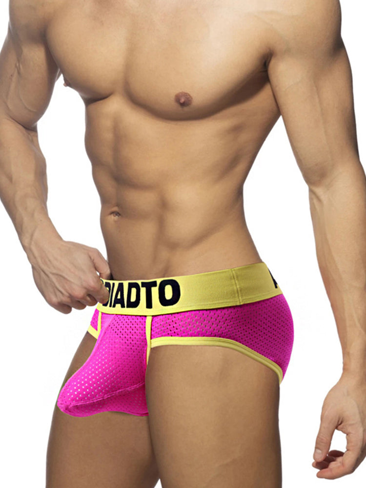 2 Pack Men's U-Pouch Mesh Low-Rise Briefs | dmunderwear detail image 4