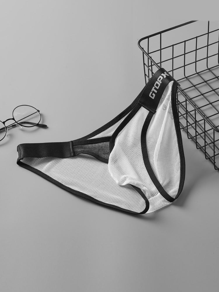 2 Pack Men's U-Pouch Sheer Mesh Briefs | dmunderwear detail image 10