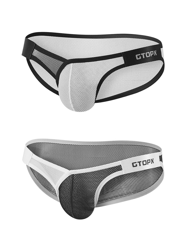 2 Pack Men's U-Pouch Sheer Mesh Briefs | dmunderwear detail image 2