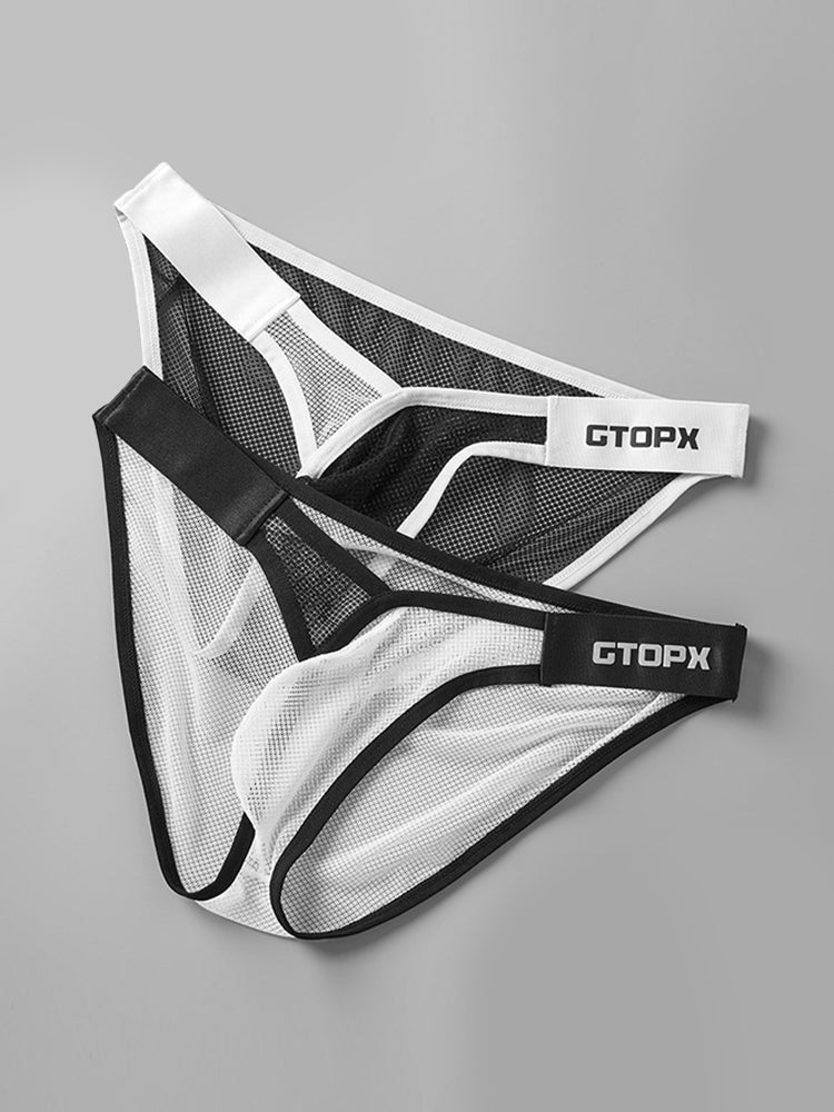 2 Pack Men's U-Pouch Sheer Mesh Briefs | dmunderwear detail image 5