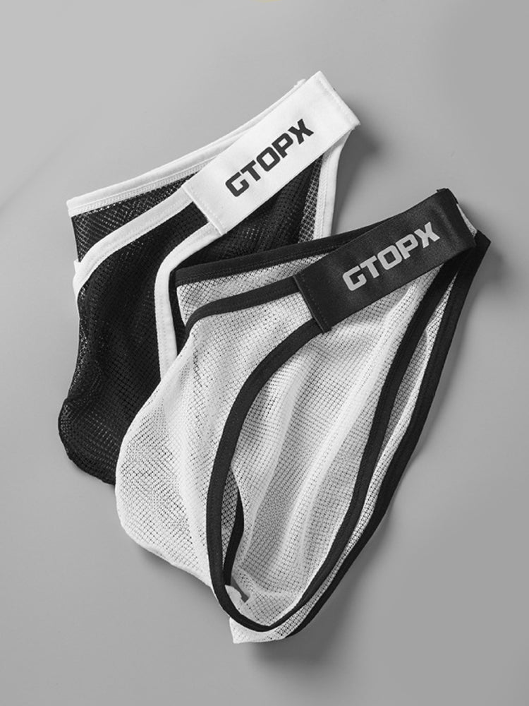 2 Pack Men's U-Pouch Sheer Mesh Briefs | dmunderwear detail image 6