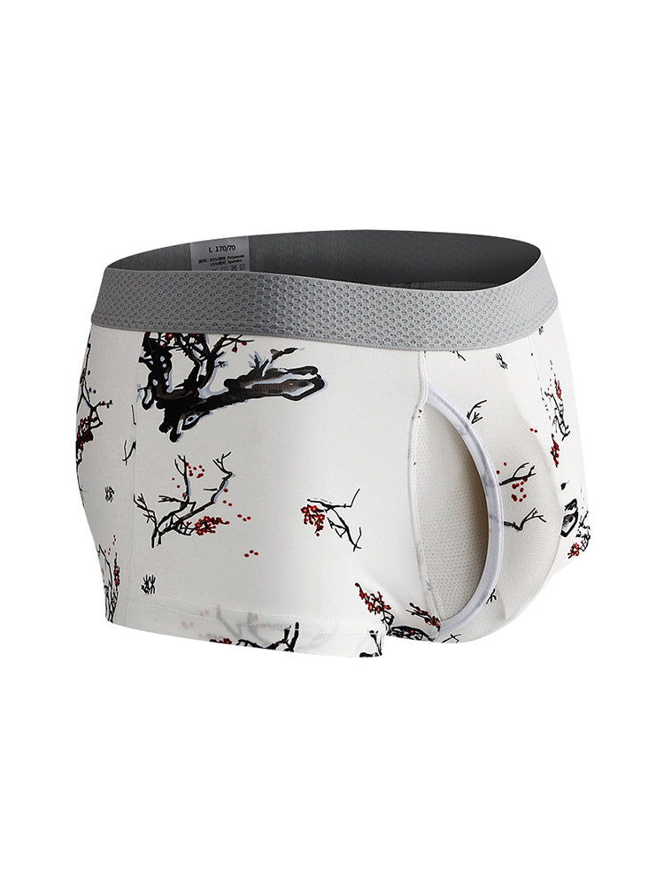 2 Pack Men's U-Pouch Side Vent Printed Trunks | dmunderwear