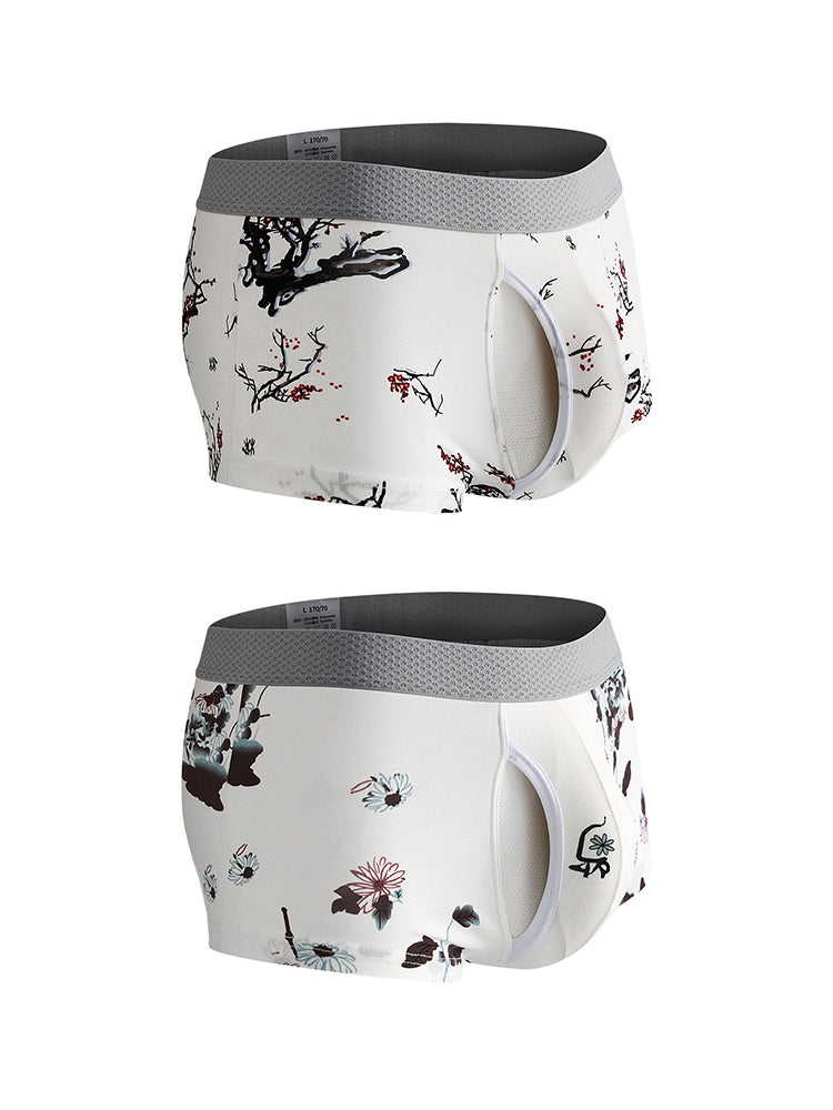 2 Pack Men's U-Pouch Side Vent Printed Trunks | dmunderwear detail image 12
