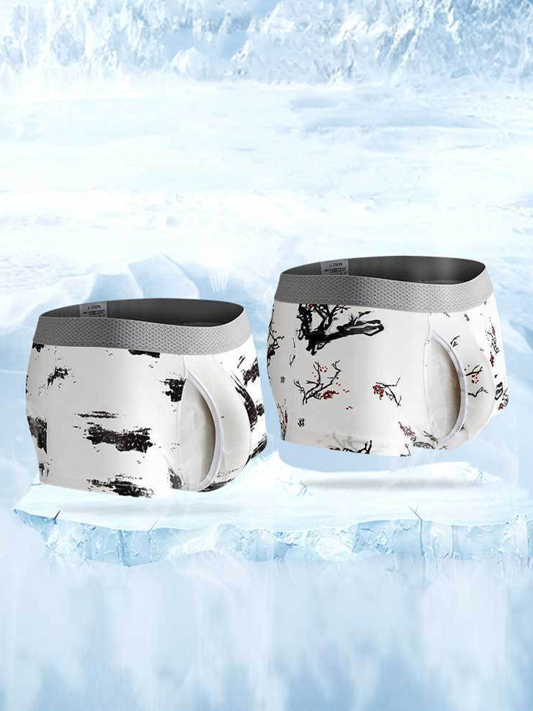 2 Pack Men's U-Pouch Side Vent Printed Trunks | dmunderwear detail image 14