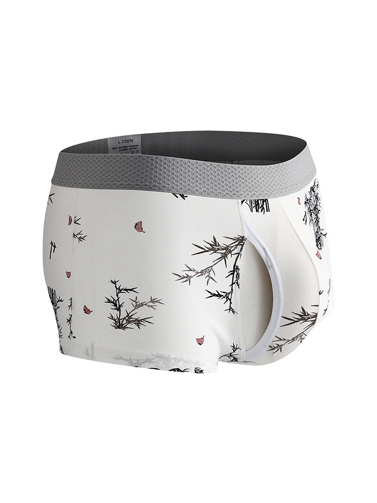 2 Pack Men's U-Pouch Side Vent Printed Trunks | dmunderwear detail image 15