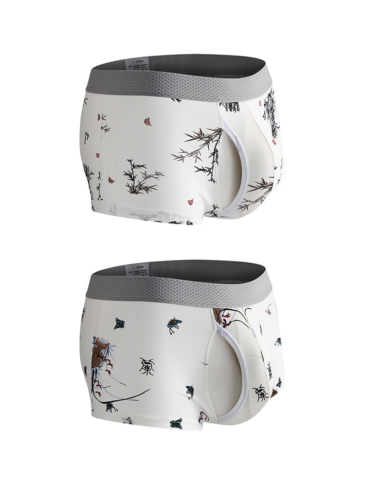 2 Pack Men's U-Pouch Side Vent Printed Trunks | dmunderwear detail image 17