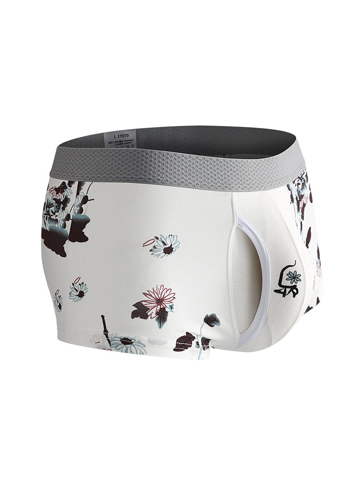 2 Pack Men's U-Pouch Side Vent Printed Trunks | dmunderwear detail image 19