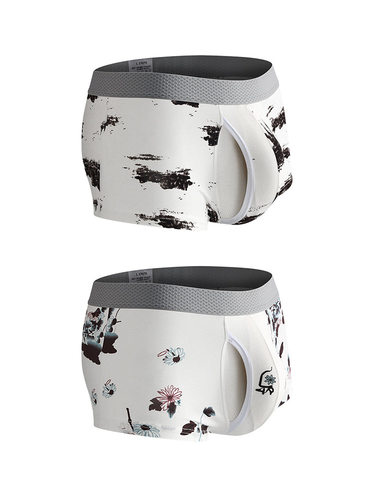 2 Pack Men's U-Pouch Side Vent Printed Trunks | dmunderwear detail image 20