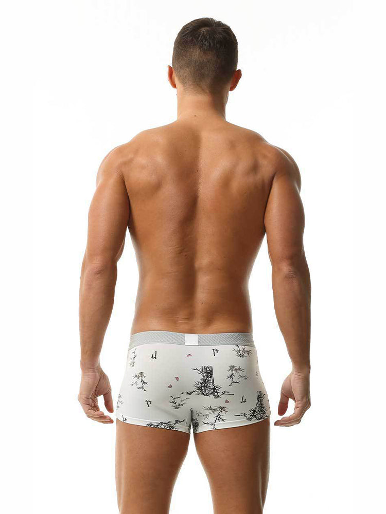 2 Pack Men's U-Pouch Side Vent Printed Trunks | dmunderwear detail image 4