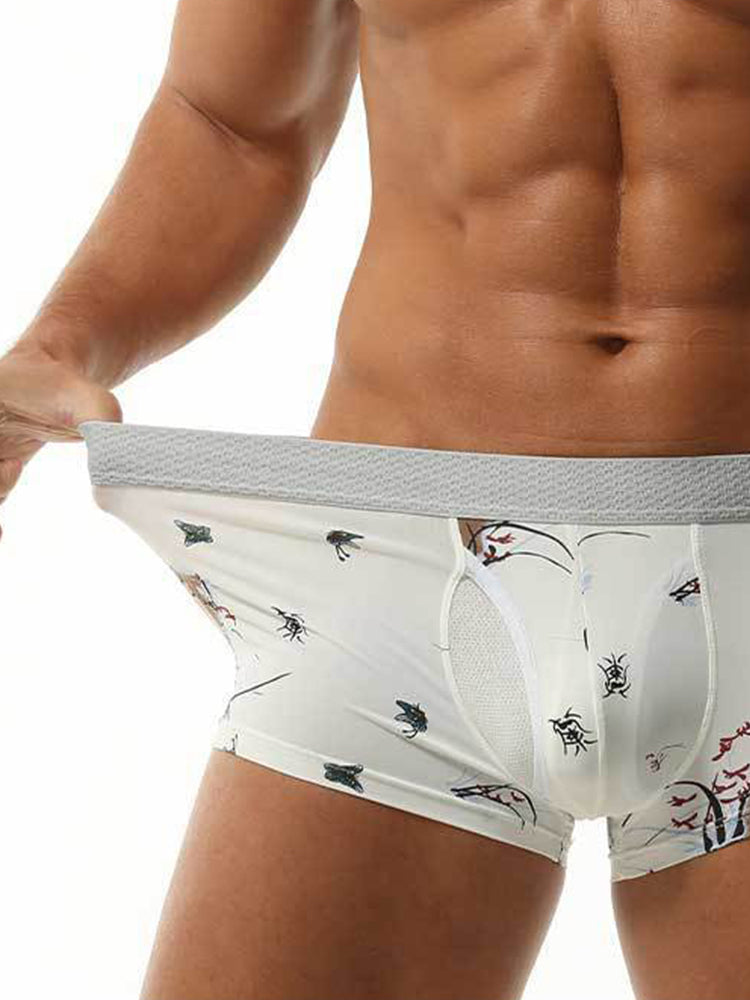 2 Pack Men's U-Pouch Side Vent Printed Trunks | dmunderwear detail image 5
