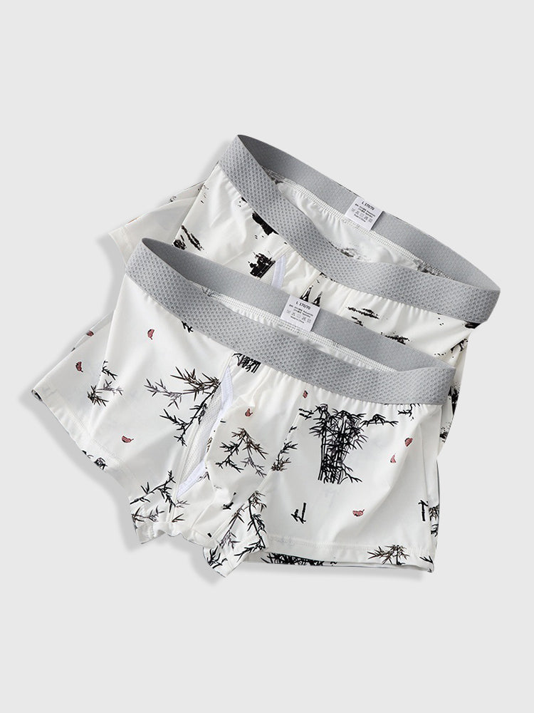 2 Pack Men's U-Pouch Side Vent Printed Trunks | dmunderwear detail image 6