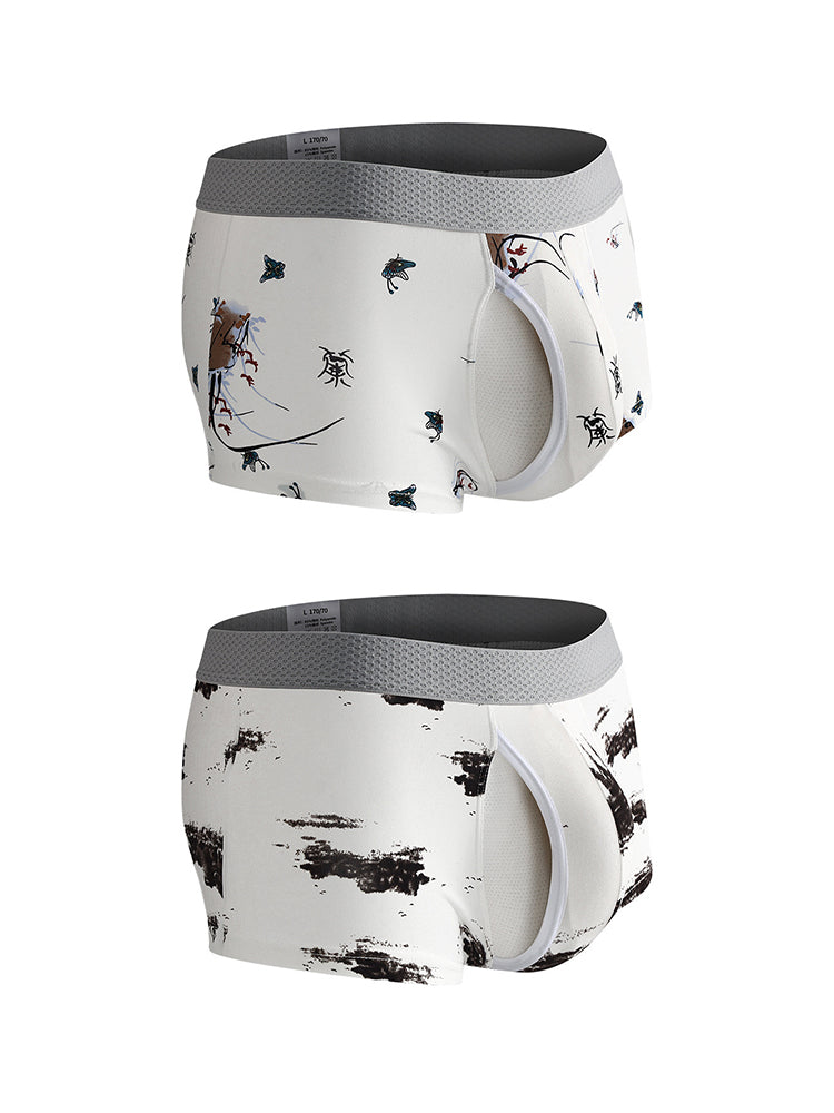2 Pack Men's U-Pouch Side Vent Printed Trunks | dmunderwear detail image 7