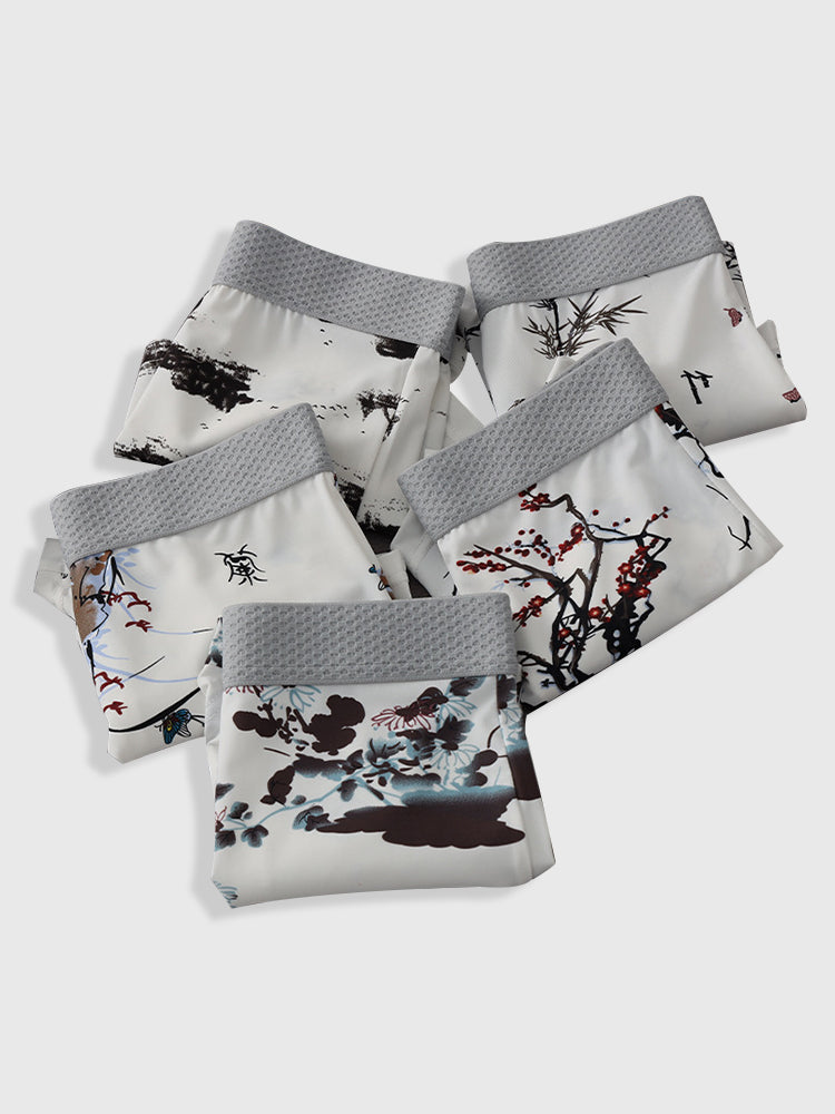 2 Pack Men's U-Pouch Side Vent Printed Trunks | dmunderwear detail image 8