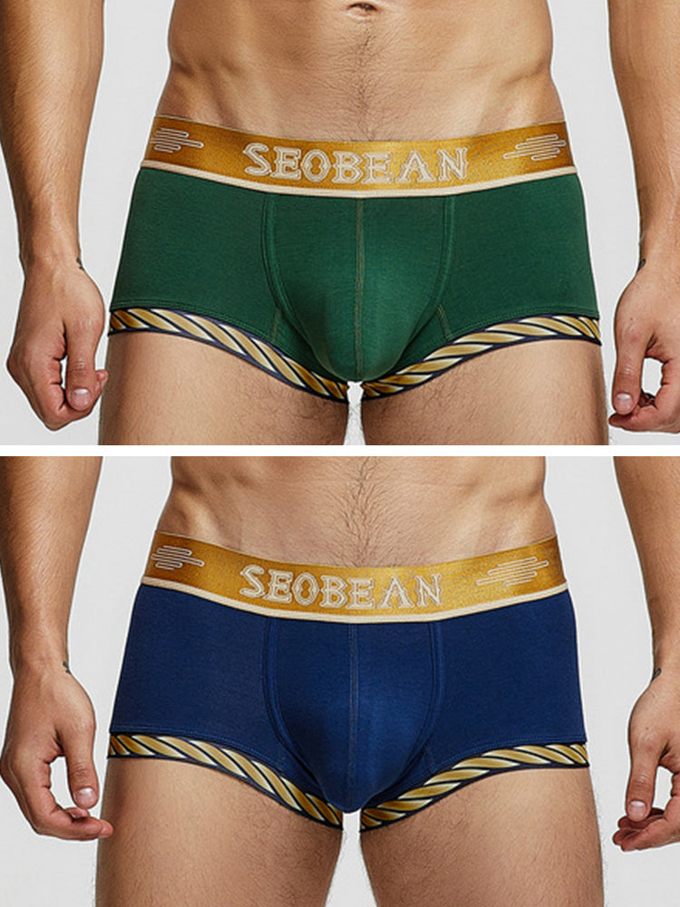2 Pack Men's U-Pouch Solid Cotton Trunks | dmunderwear detail image 12