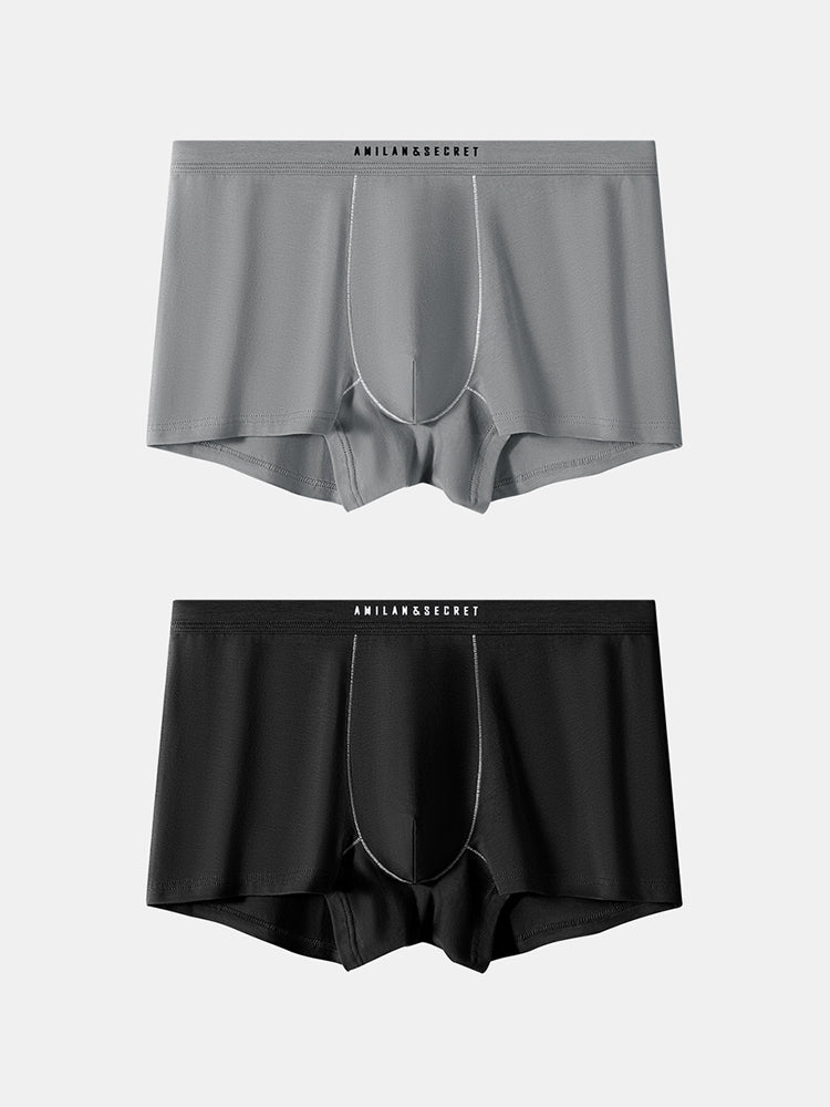 2 Pack Men's Ultra-Soft Cotton Antibacterial Seamless Comfort Trunks | dmunderwear detail image 12