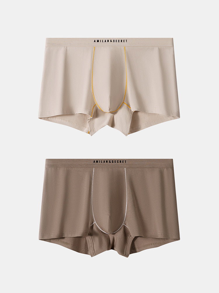2 Pack Men's Ultra-Soft Cotton Antibacterial Seamless Comfort Trunks | dmunderwear detail image 17
