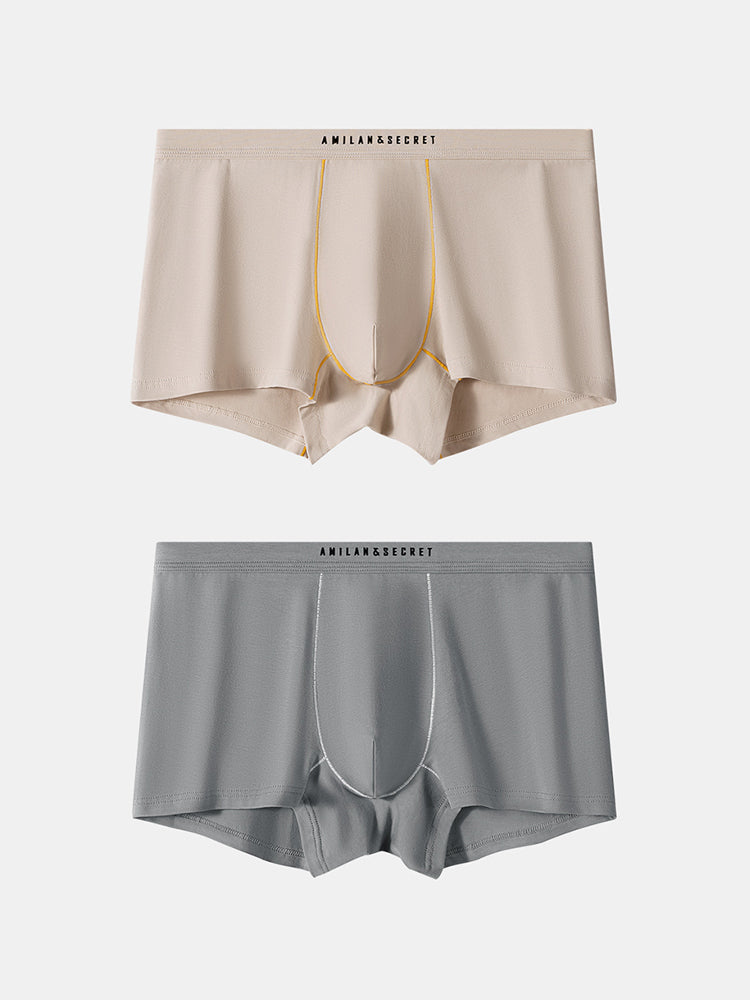 2 Pack Men's Ultra-Soft Cotton Antibacterial Seamless Comfort Trunks | dmunderwear detail image 2