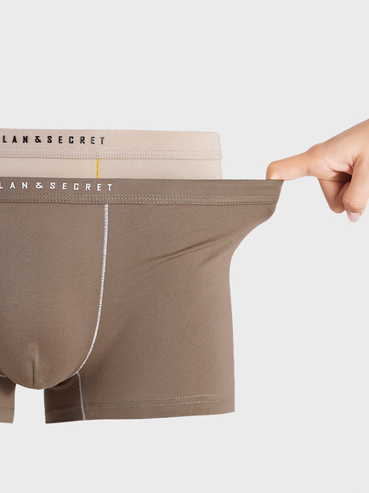 2 Pack Men's Ultra-Soft Cotton Antibacterial Seamless Comfort Trunks | dmunderwear detail image 3