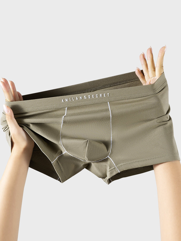 2 Pack Men's Ultra-Soft Cotton Antibacterial Seamless Comfort Trunks | dmunderwear detail image 5
