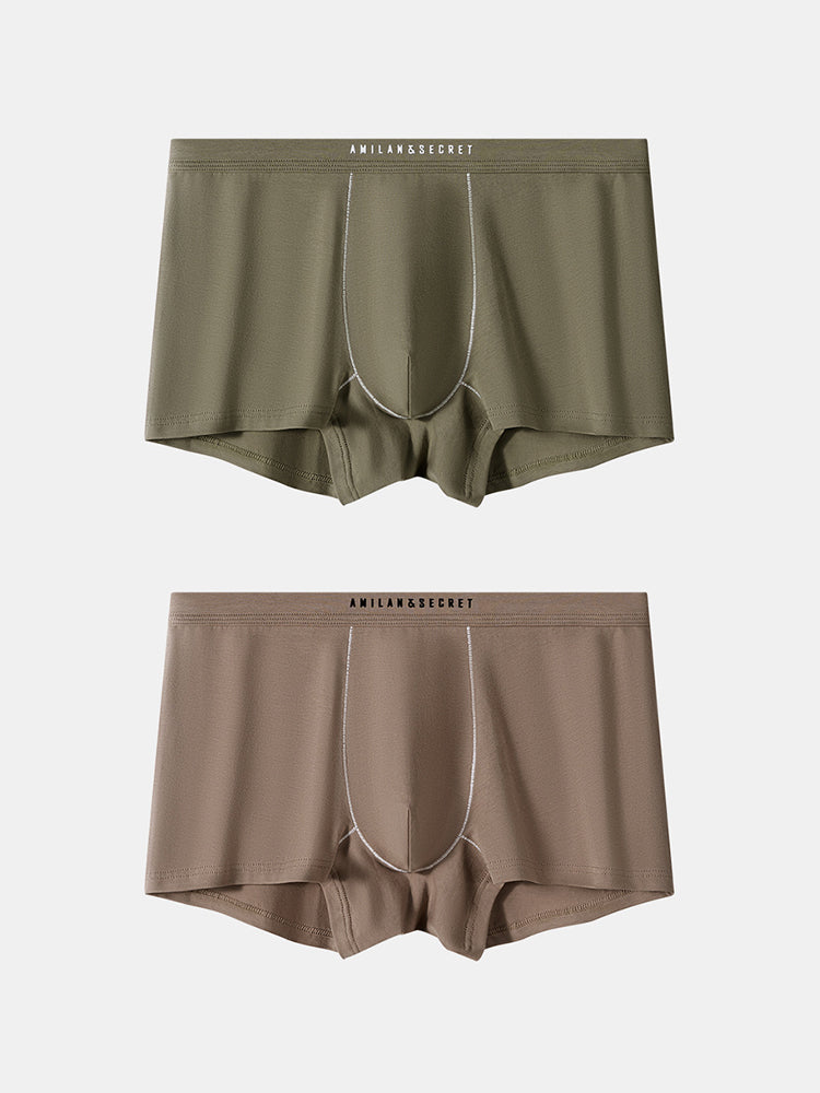 2 Pack Men's Ultra-Soft Cotton Antibacterial Seamless Comfort Trunks | dmunderwear detail image 7