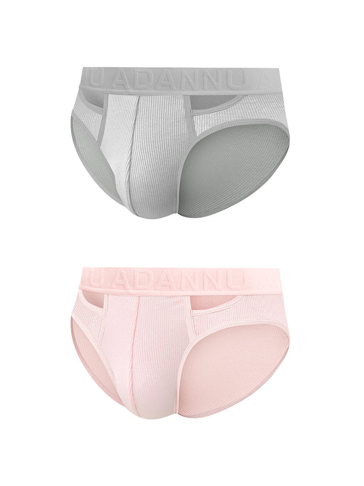 2 Pack Men's Ultra-Soft Cotton Comfort-Fit Expanded Pouch Briefs | dmunderwear detail image 2