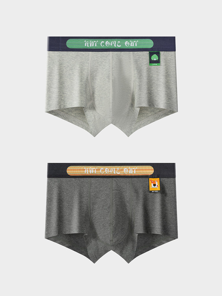 2 Pack Men's Ultra-Soft Cotton Mid-Rise Breathable Printed Trunks | dmunderwear detail image 17