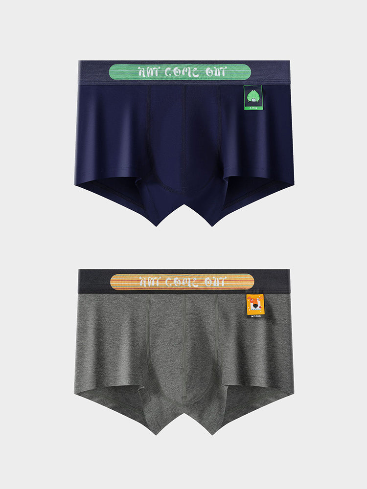 2 Pack Men's Ultra-Soft Cotton Mid-Rise Breathable Printed Trunks | dmunderwear detail image 18