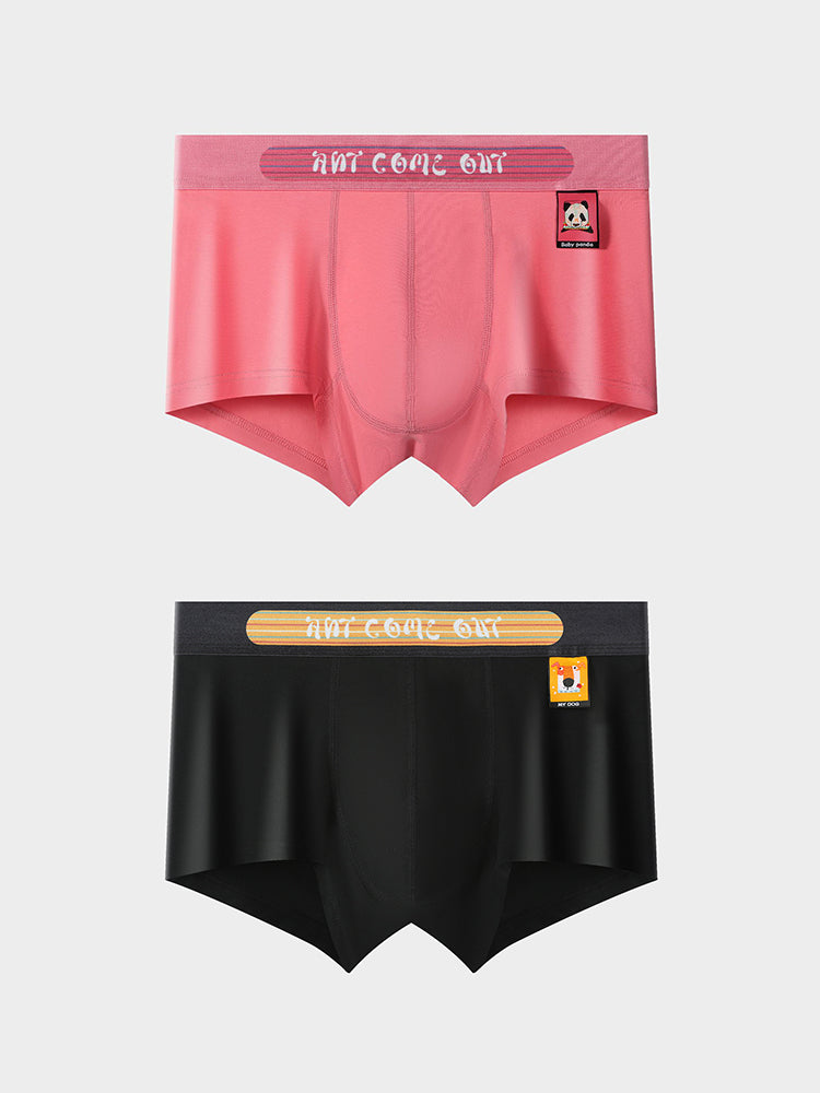 2 Pack Men's Ultra-Soft Cotton Mid-Rise Breathable Printed Trunks | dmunderwear detail image 2