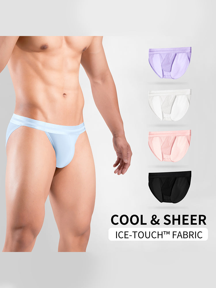 2 Pack Men's Ultra-Soft Ice Silk Quick-Dry Smooth Cooling Briefs | dmunderwear detail image 3