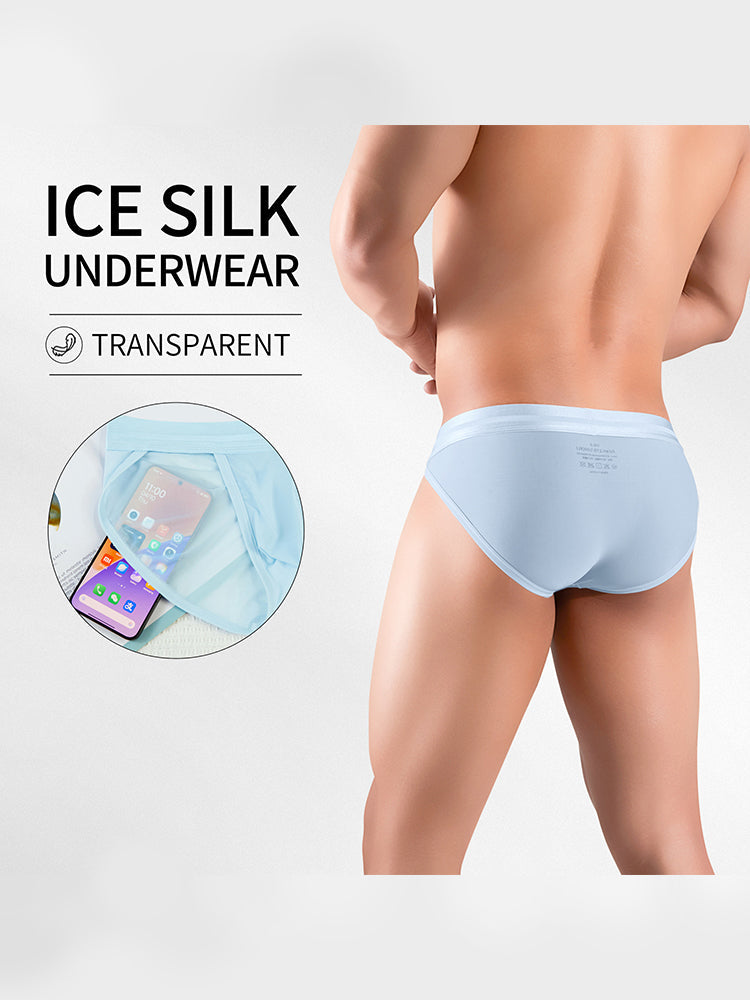 2 Pack Men's Ultra-Soft Ice Silk Quick-Dry Smooth Cooling Briefs | dmunderwear detail image 4