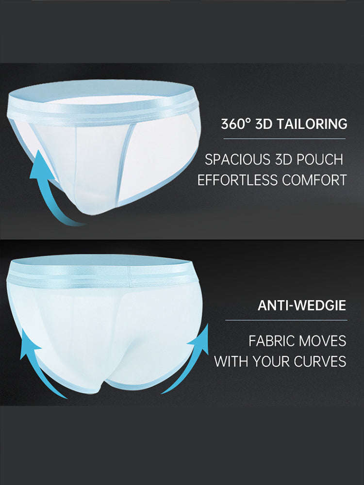 2 Pack Men's Ultra-Soft Ice Silk Quick-Dry Smooth Cooling Briefs | dmunderwear detail image 7