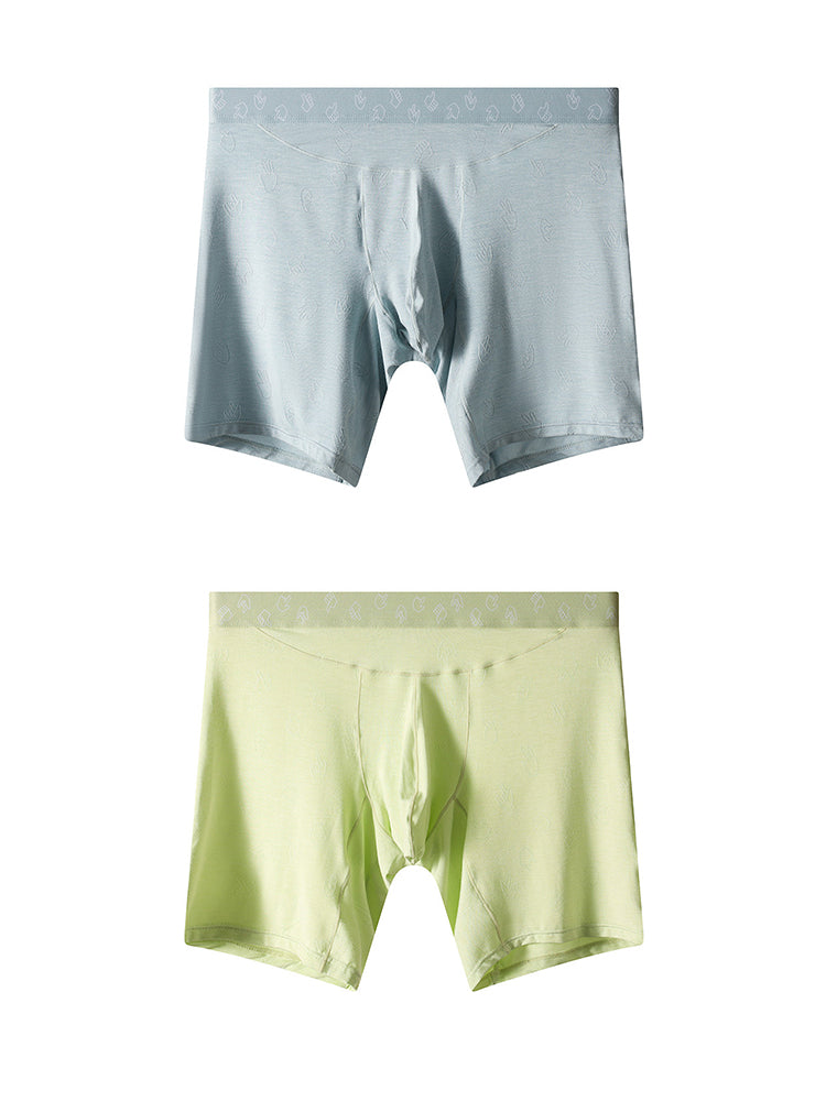 2 Pack Men's Ultra-Soft Mid-Rise High-Stretch Printed Boxers Briefs | dmunderwear detail image 14