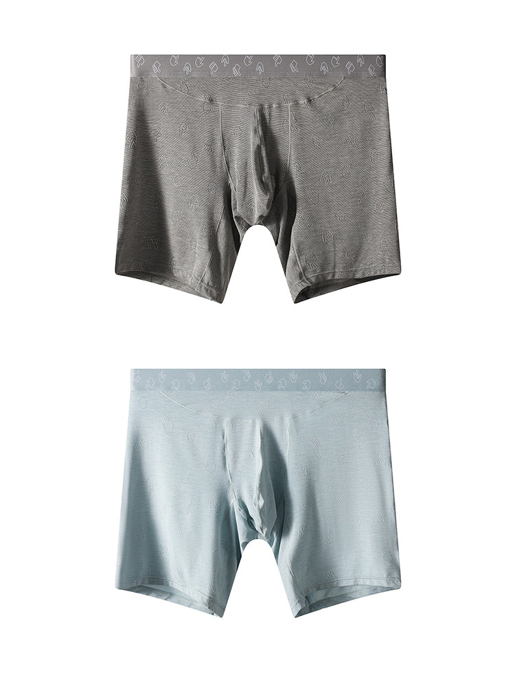 2 Pack Men's Ultra-Soft Mid-Rise High-Stretch Printed Boxers Briefs | dmunderwear detail image 2