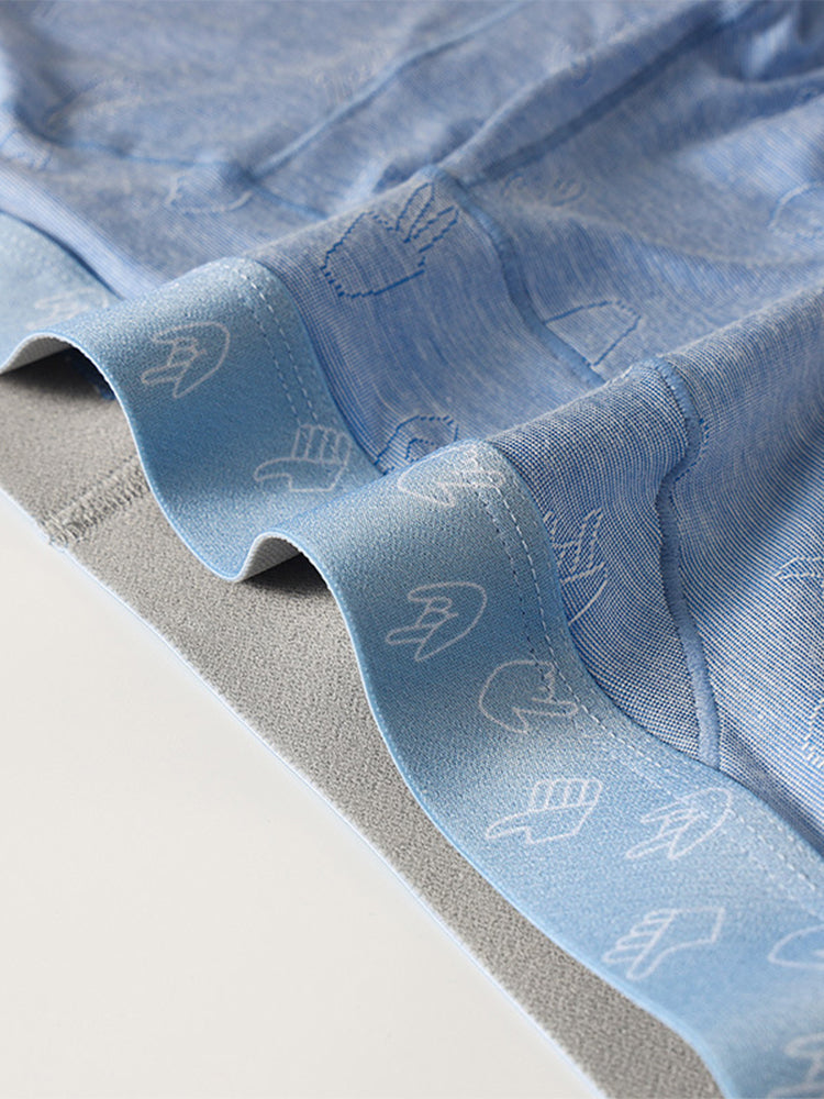 2 Pack Men's Ultra-Soft Mid-Rise High-Stretch Printed Boxers Briefs | dmunderwear detail image 7